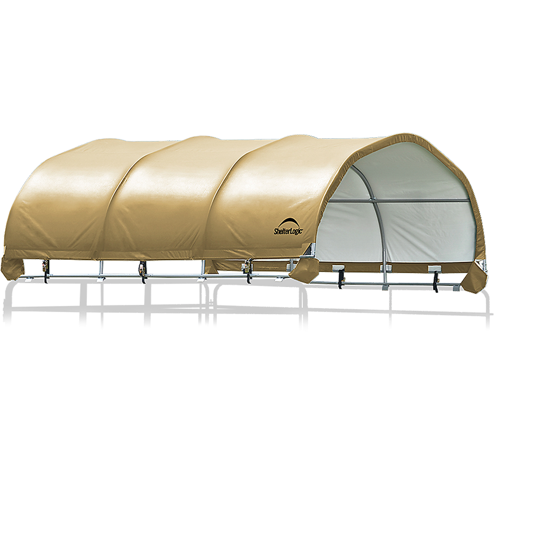 Corral Shelter, Premium Powder Coated 12 ft. x 12 ft. Heavy Duty PVC 14.5 oz. Tan