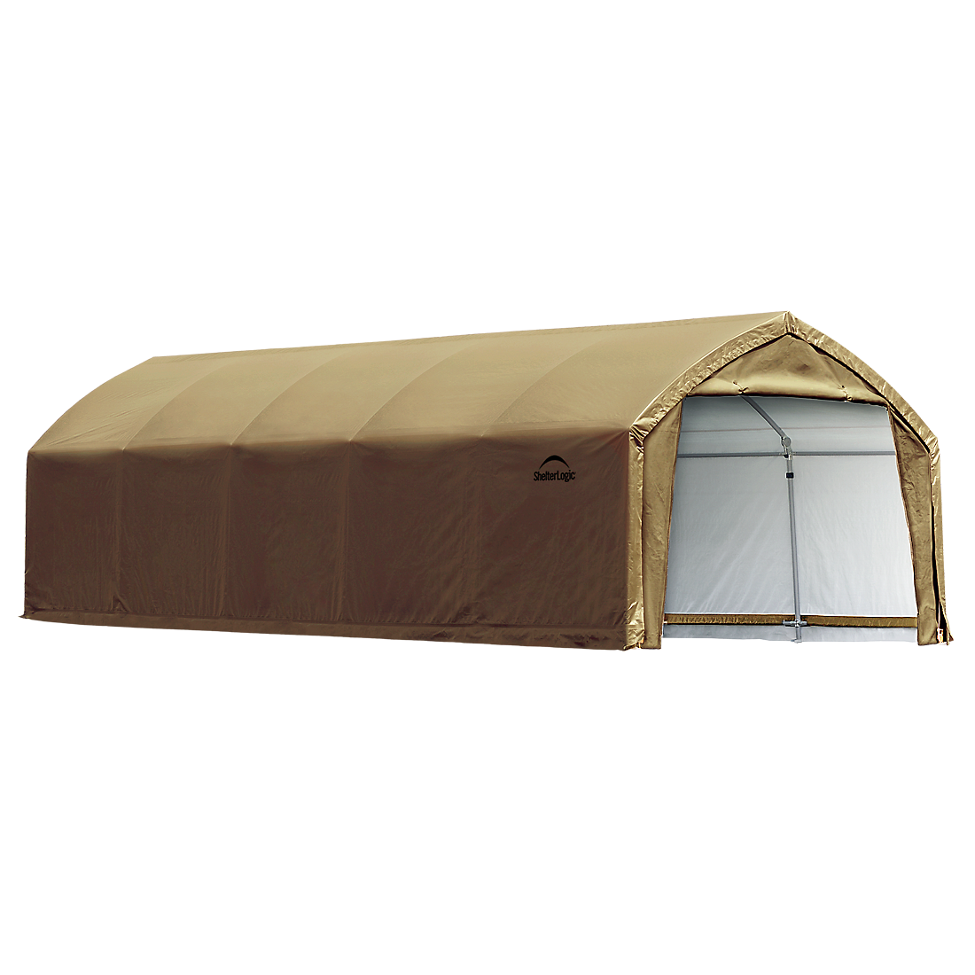 AccelaFrame&trade; Garage, 12 ft. x 25 ft. x 9 ft. Standard PE 9 oz. Tan
