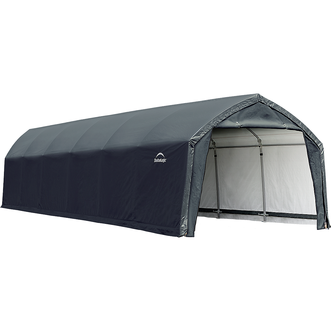 AccelaFrame&trade; Garage, 12 ft. x 30 ft. x 9 ft. Standard PE 9 oz. Gray