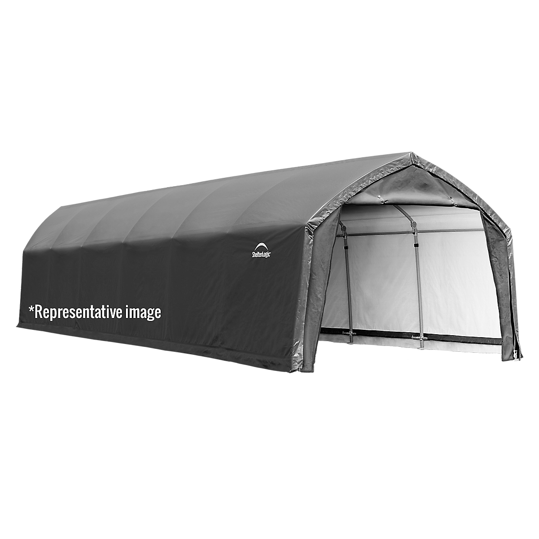 AccelaFrame&trade; Garage, 12 ft. x 65 ft. x 9 ft. Standard PE 9 oz. Gray