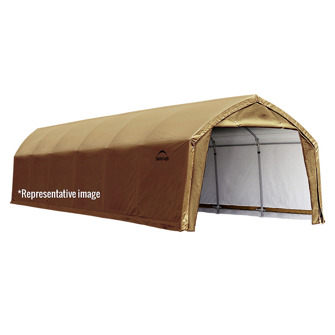 AccelaFrame&trade; Garage, 12 ft. x 70 ft. x 9 ft. Heavy Duty PVC 14.5 oz. Tan