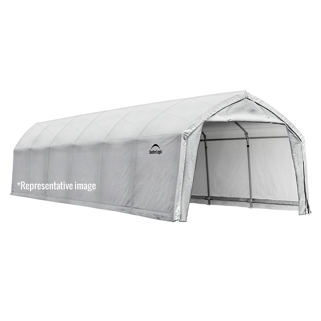 AccelaFrame&trade; Garage, 12 ft. x 75 ft. x 9 ft. Standard PE 9 oz. Clear