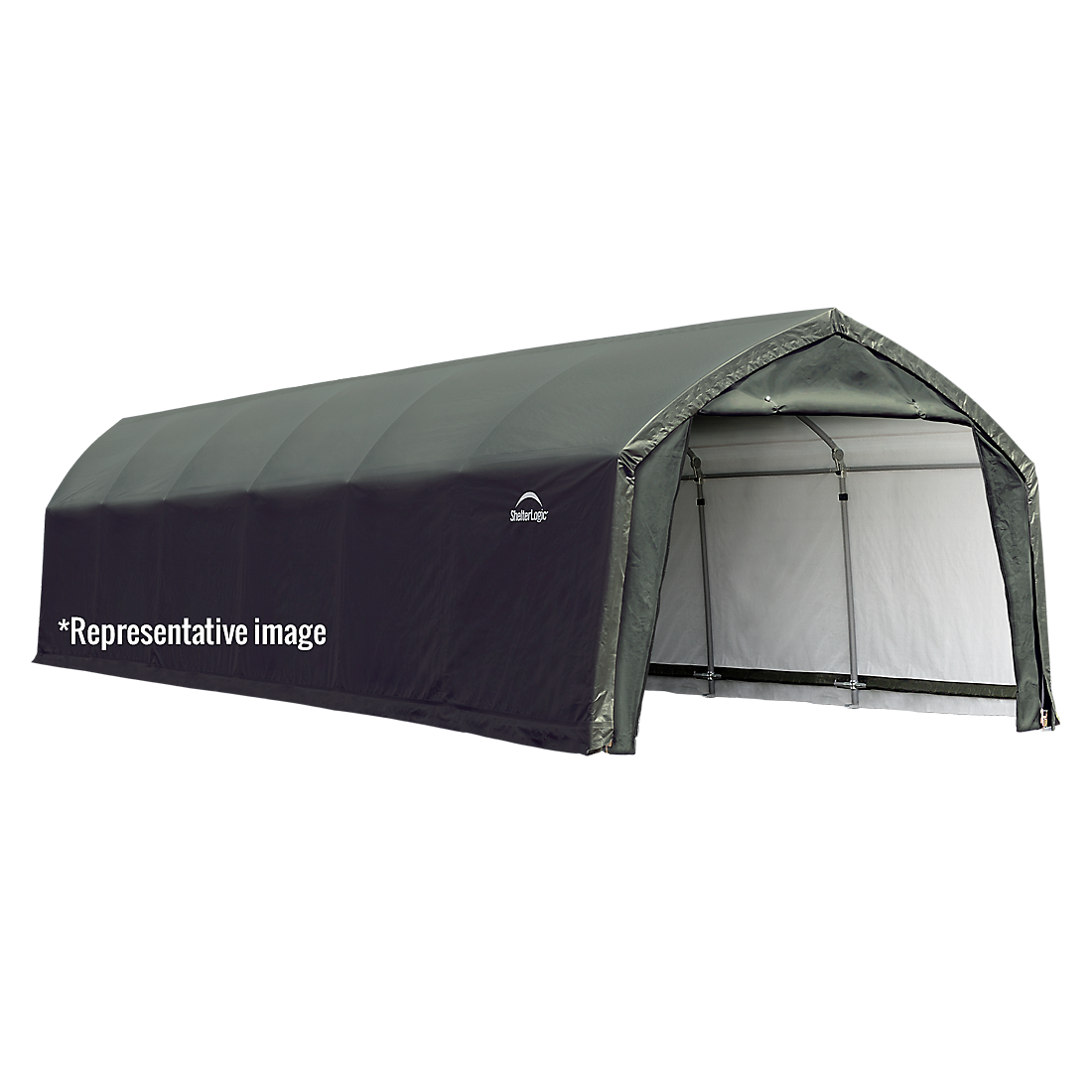 AccelaFrame&trade; Garage, 12 ft. x 95 ft. x 9 ft. Standard PE 9 oz. Green