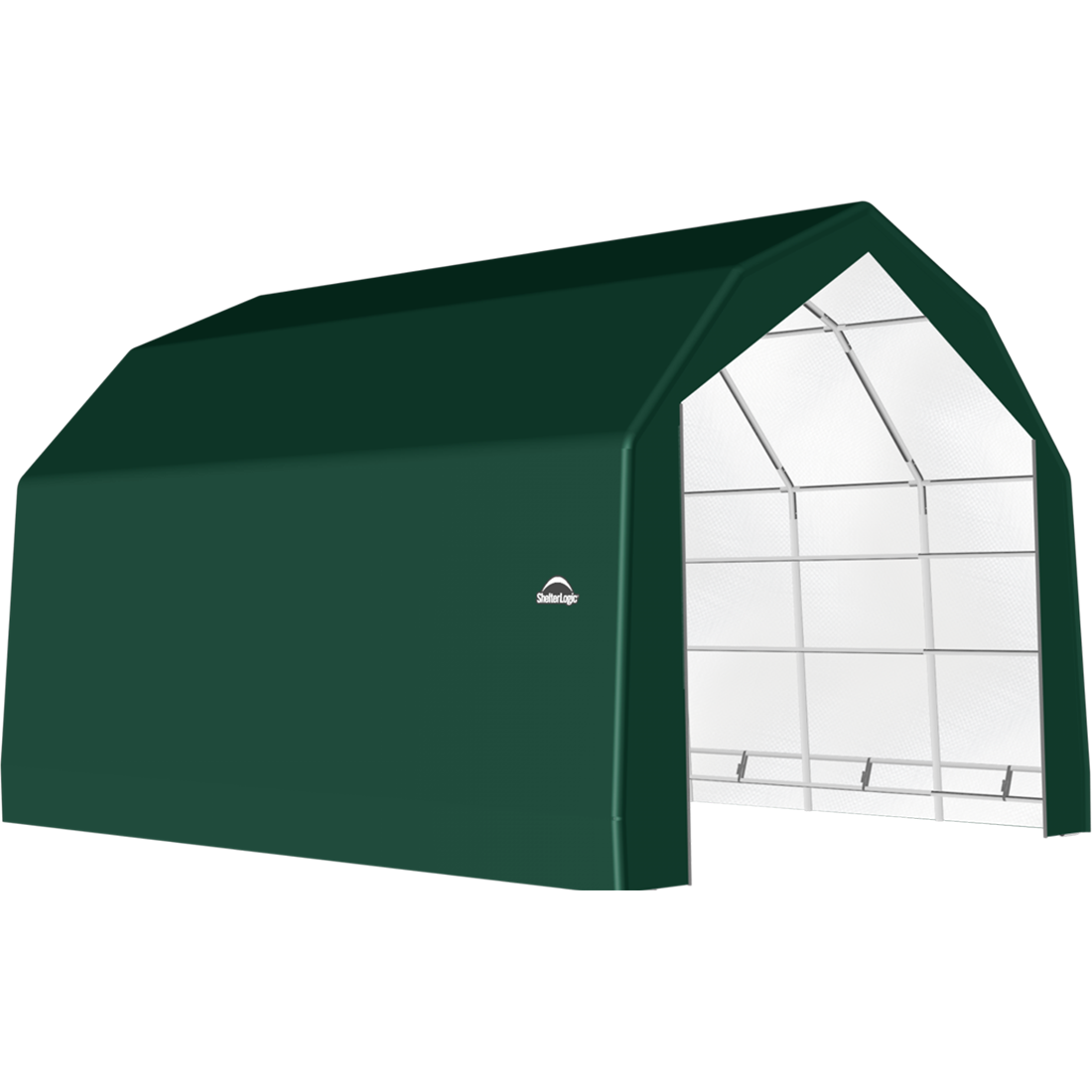 ShelterTech SP Series Barn Shelter, 20 ft. x 28 ft. x 15 ft. Heavy Duty PVC 14.5 oz. Green