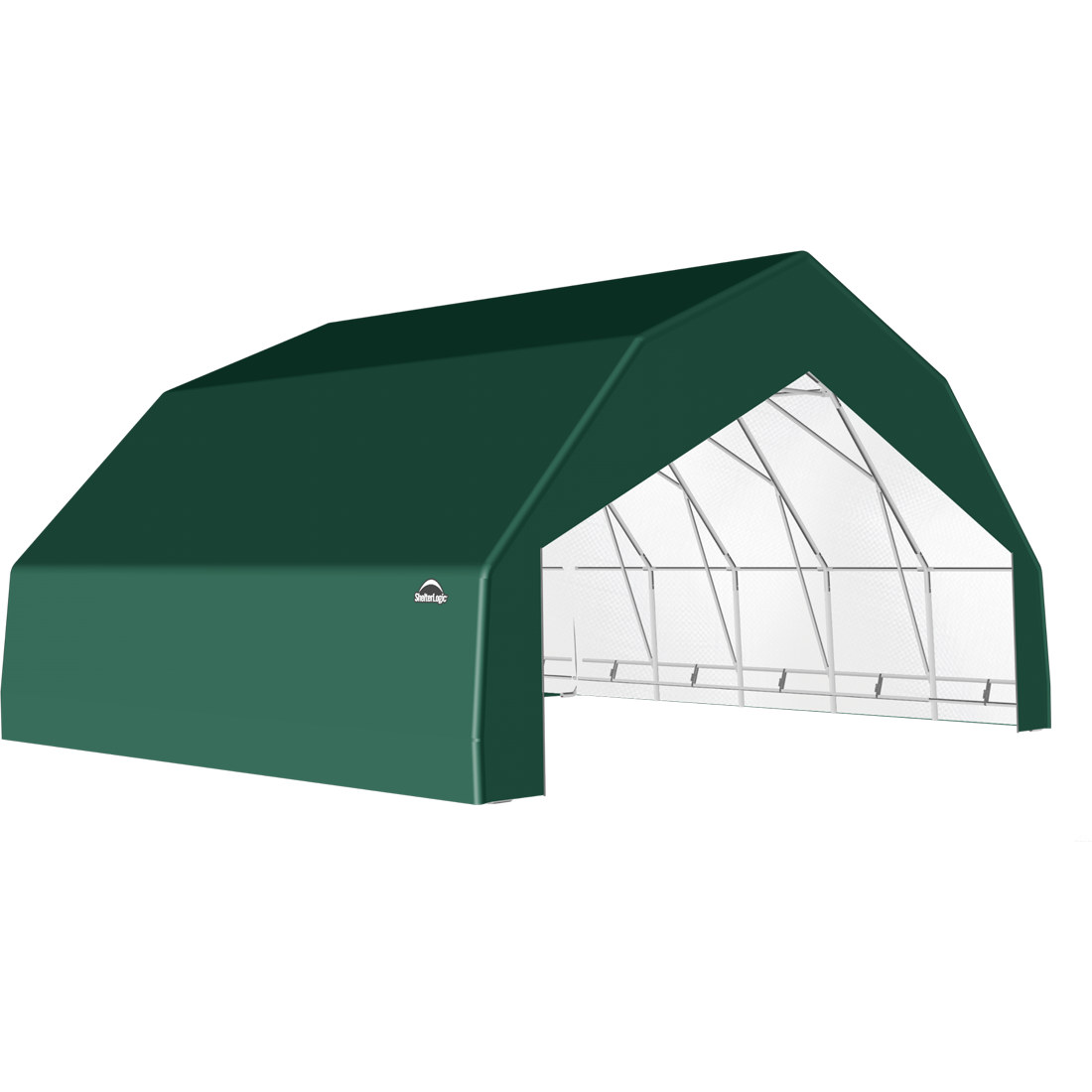 ShelterTech SP Series Barn Shelter, 30 ft. x 20 ft. x 15 ft. Heavy Duty PVC 14.5 oz. Green
