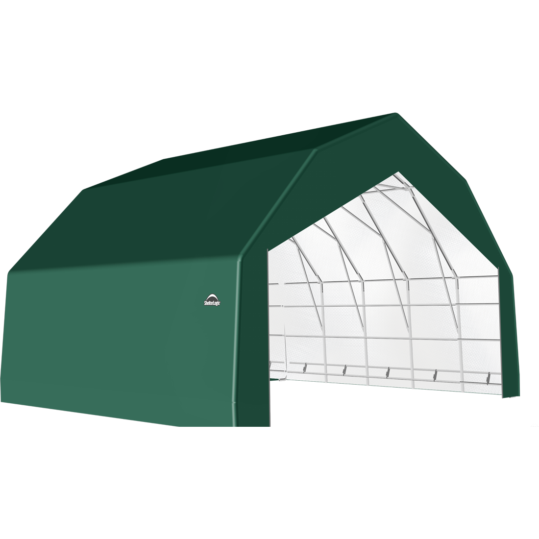 ShelterTech SP Series Barn Shelter, 30 ft. x 28 ft. x 18 ft. Heavy Duty PVC 14.5 oz. Green