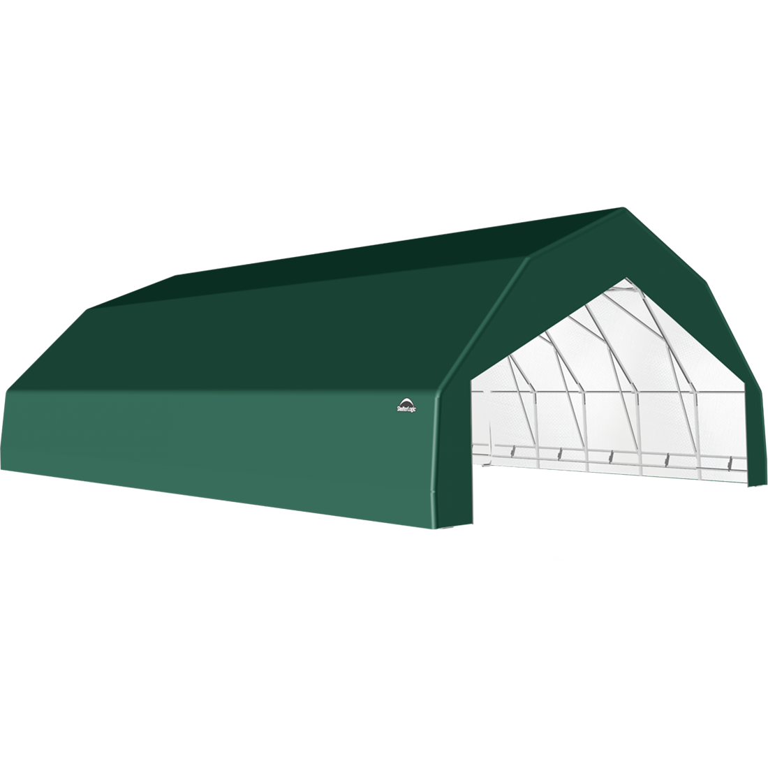 ShelterTech SP Series Barn Shelter, 30 ft. x 32 ft. x 15 ft. Heavy Duty PVC 14.5 oz. Green